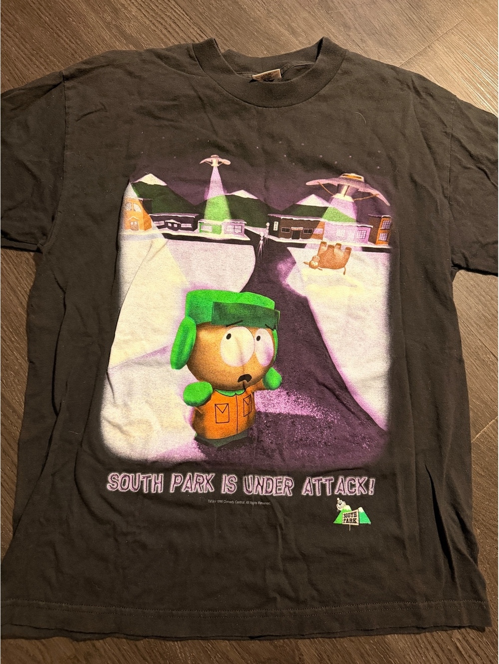 VTG 1998 South Park Under Attack Alien T-Shirt
